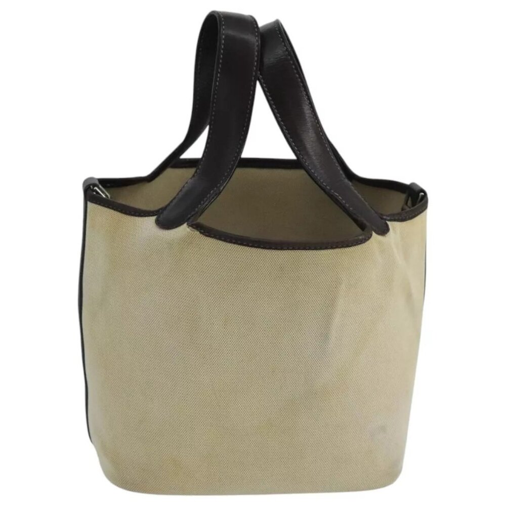 HERMES Picotan PM Hand Bag Canvas Beige Auth - Picture 2 of 14
